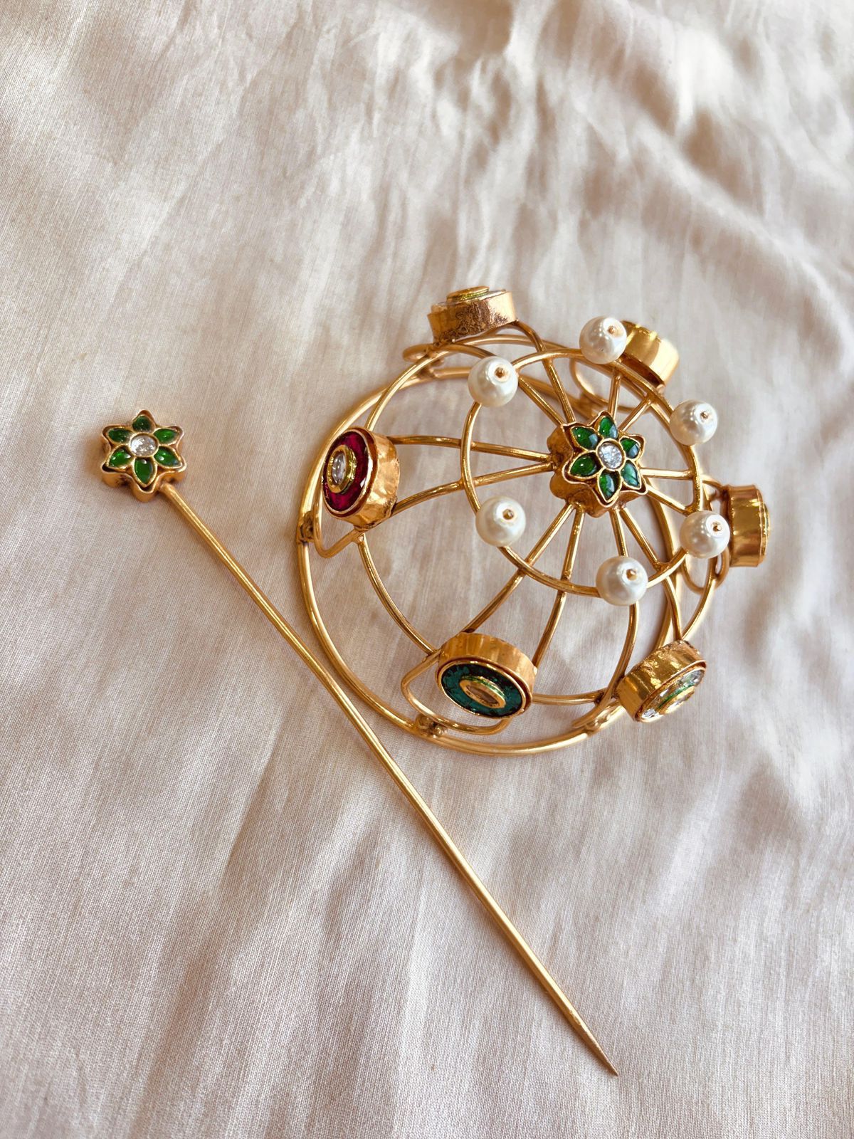 Flower Kundan Bun Cage